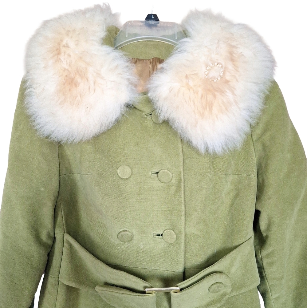 Vintage 60's Country Pacer Penny Lane Faux Fur Wool Coat - Picture 6 of 16
